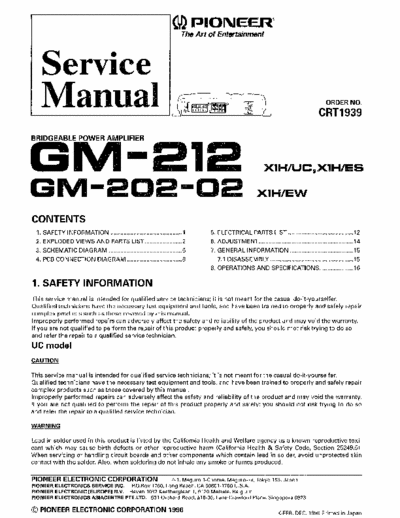 Pioneer GM202, GM212 car amplifier