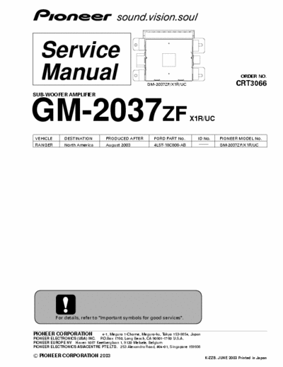 Pioneer GM2037ZF car amplifier