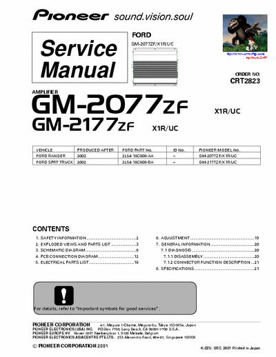 Pioneer GM2077, GM2177 car amplifier