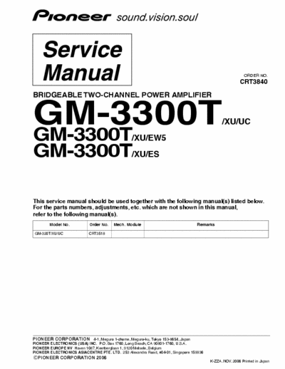 Pioneer GM3300T car amplifier