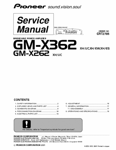 Pioneer GMX262, GMX362 car amplifier