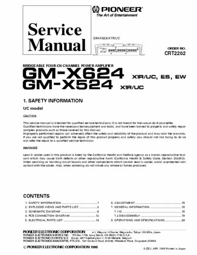 Pioneer GMX524, GMX624 car amplifier