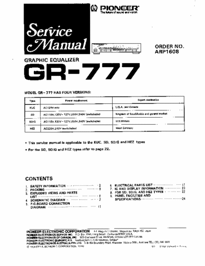 Pioneer GR777 equalizer