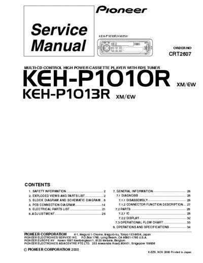 Pioneer KEHP1010R, KEHP1013R car radio