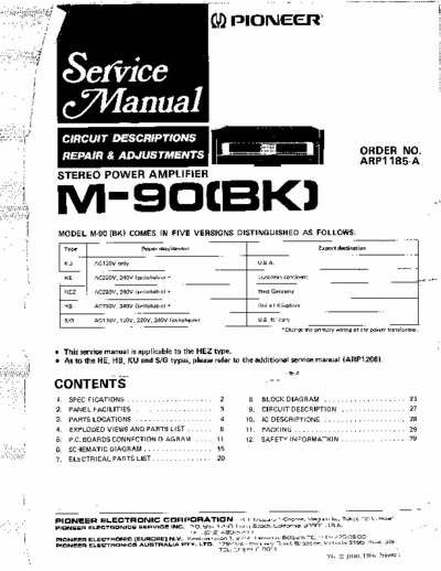 Pioneer M90 power amplifier