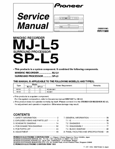 Pioneer MJL5 + SPL5 minidisk