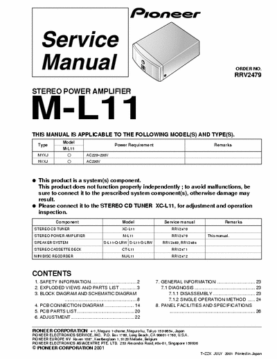 Pioneer ML11 power amplifier