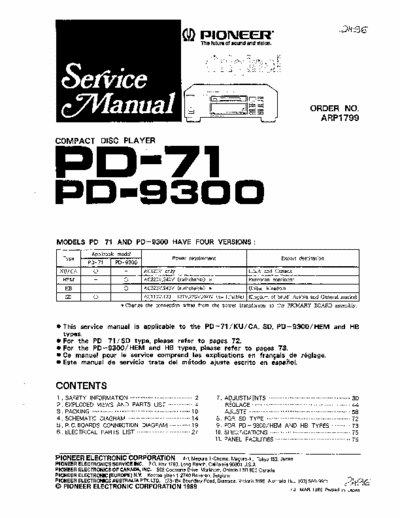 Pioneer PD71, PD9300 cd