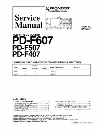 Pioneer PDF407, PDF507, PDF607 cd