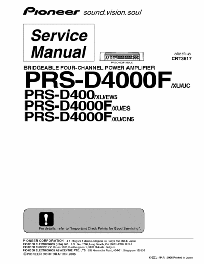 Pioneer PRSD400, PRSD4000 car amplifier