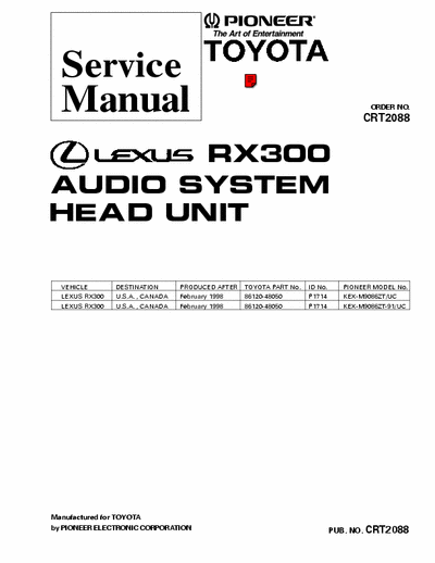 Pioneer RX300 car audio system (Lexsus)