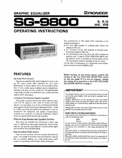 Pioneer SG9800 equalizer
