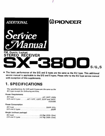 Pioneer SX3800S, SX3800G receiver
