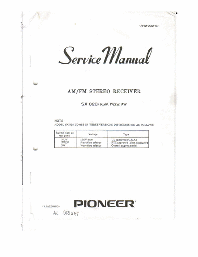 Pioneer SX828 receiver