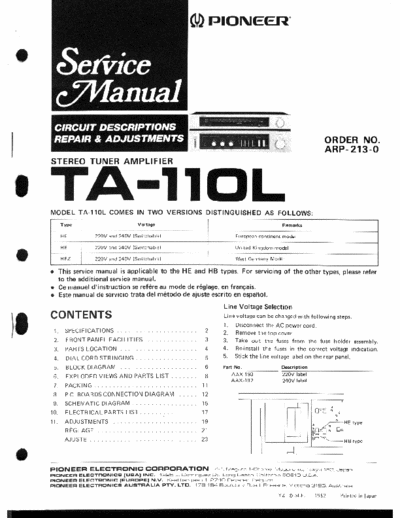 Pioneer TA110L receiver (amp + tuner)