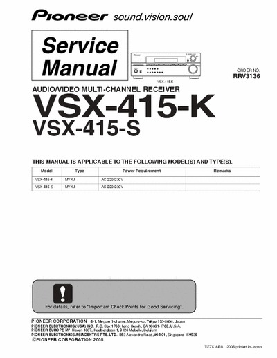 Pioneer VSX415 receiver