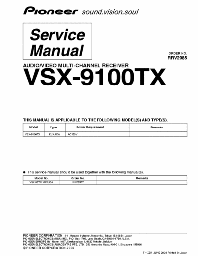 Pioneer VSX9100TX receiver