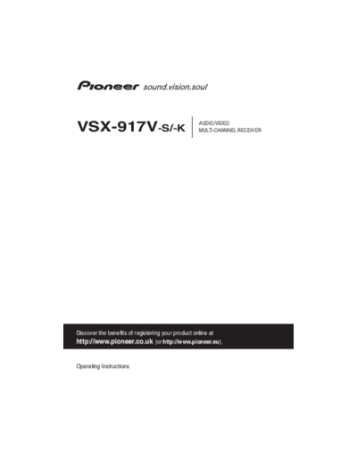 Pioneer VSX-917V-S Most Parts of Service Manual inc circuit diagrams