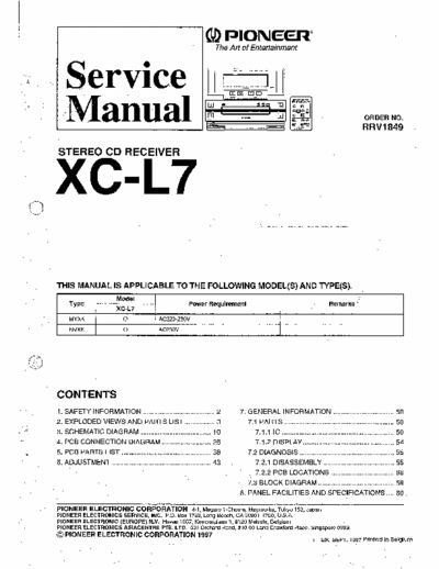 pioneer XC-L7 Servicemanual for pioneer XC-L7