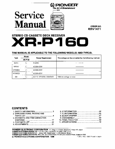 Pioneer XRP160 audio system