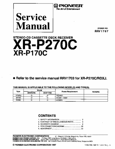 Pioneer XRP170C, XRP270C audio system