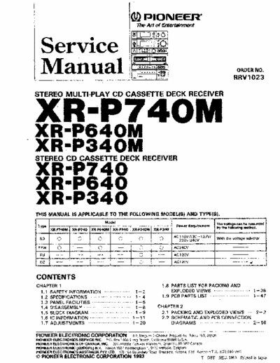 Pioneer XRP340, XRP640, XRP740 audio system