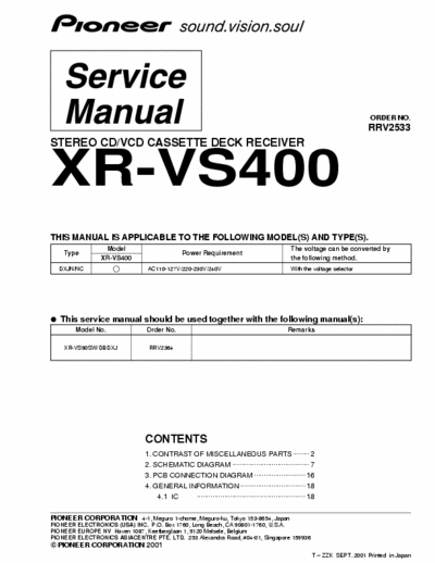 Pioneer XRVS400 audio system