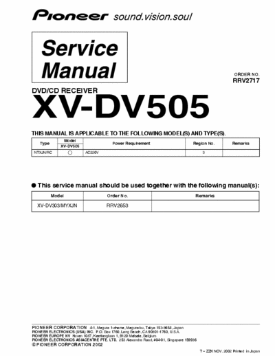 Pioneer XVDV505 cd-dvd receiver