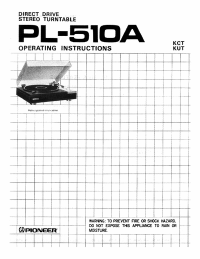 Pioneer PL-510A Pioneer PL-510A turntable operating instructions