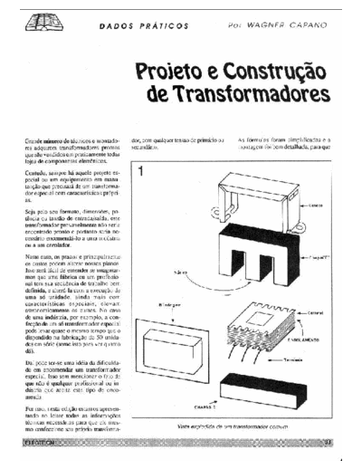 WAGNER CAPANO Projeto de transformadores Aprenda a construir transformadores de modo simples, fácil e lógico.
AUTOR: VAGNER CAPANO
Uploaded: João Valentim Barbo