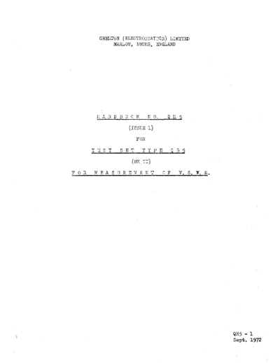 Chelton (Electrostatics) QB5 Test set type QB5 (MK II) for measurement of V.S.W.R.