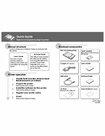 Brother MW100 MW100 Service Manual Model MW100