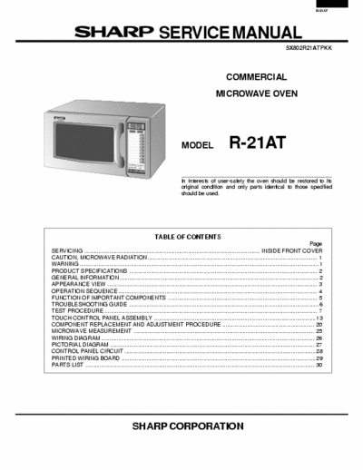 Sharp R-21AT Full Manual