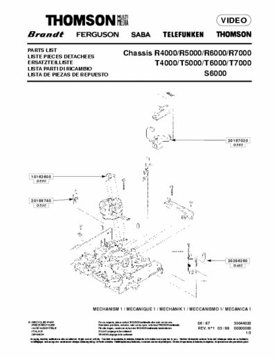 Brandt R4000 Meccanica VCR Thomson Brandt Ferguson Saba Telefunken