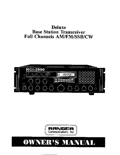 Ranger RCI 2990 CB Radio Users Guide