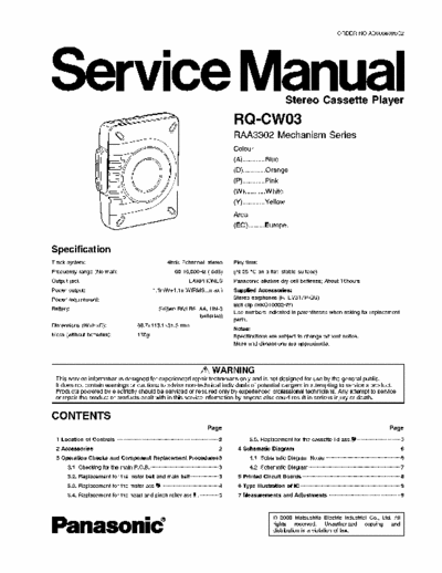 PANASONIC RQ-CW03 schematics