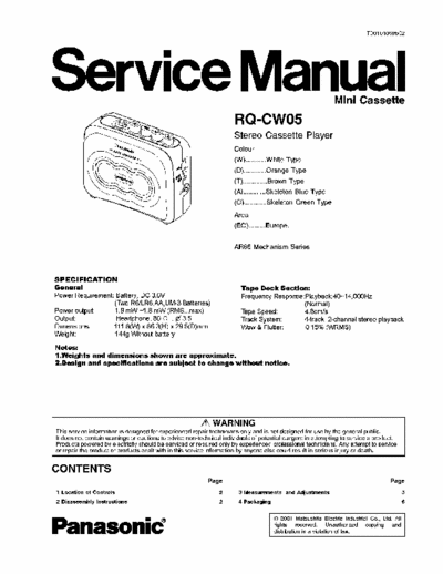 PANASONIC RQ-CW05 schematics