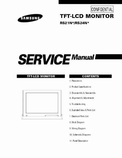 Samsung RS21N TFT-LCD MONITOR
RS21N*/RS24N* Service Manual