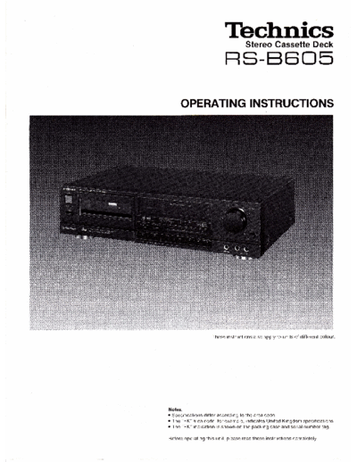 Technics RS-B605 RS-B605 Instruction Manual in 3 parts