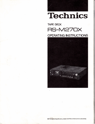 Technics RS-M270X Instructions for RS-M270X in 4 parts
