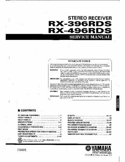 Yamaha RH-396(496)RDS Service manual