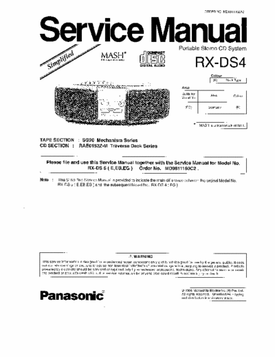 PANASONIC RX-DS4 PORTABLE STEREO CD SYSTEM