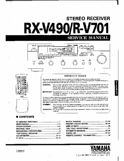 Yamaha RX-V490 Receiver