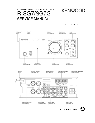 Kenwood R-SG7 Service manual with Schematics etc for Kenwood R-SG7 - audio mini amp and tuner