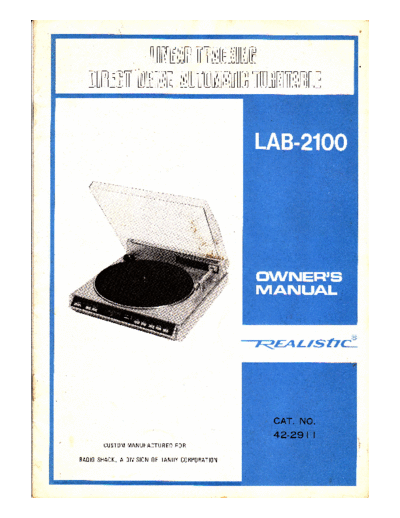 Realistic LAB-2100 Realistic (Tandy) owners manual. Contains circuit diagram.