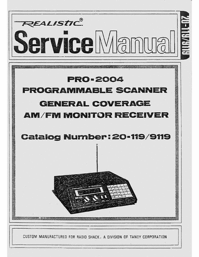Realistic PRO-2004 Service Manual Programmable Scanner, General Coverage, AM/FM Monitor Receiver - (37.953Kb) Part 1/16 - pag. 74