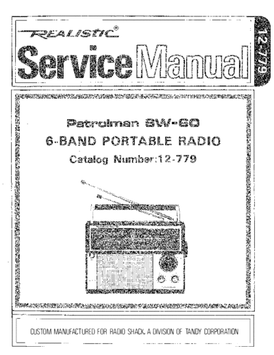 Realistic Patrolman SW-60 Service Manual. Alignement