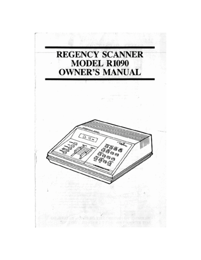Regency R1090 Regency Scanner Model R1090 Owner