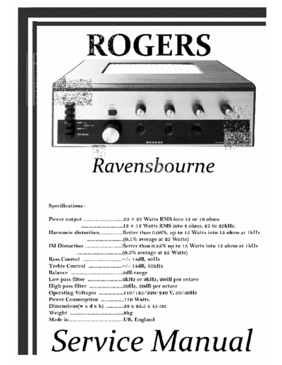 Rogers Ravensbourne Rogers Stereo Amplifier Model: Ravensbourne