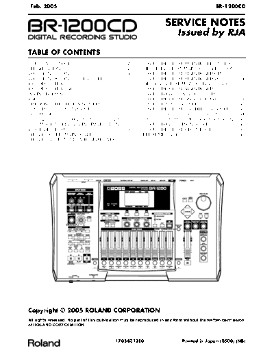 Roland BR-1200CD Roland BR-1200CD Recorder Service Manual